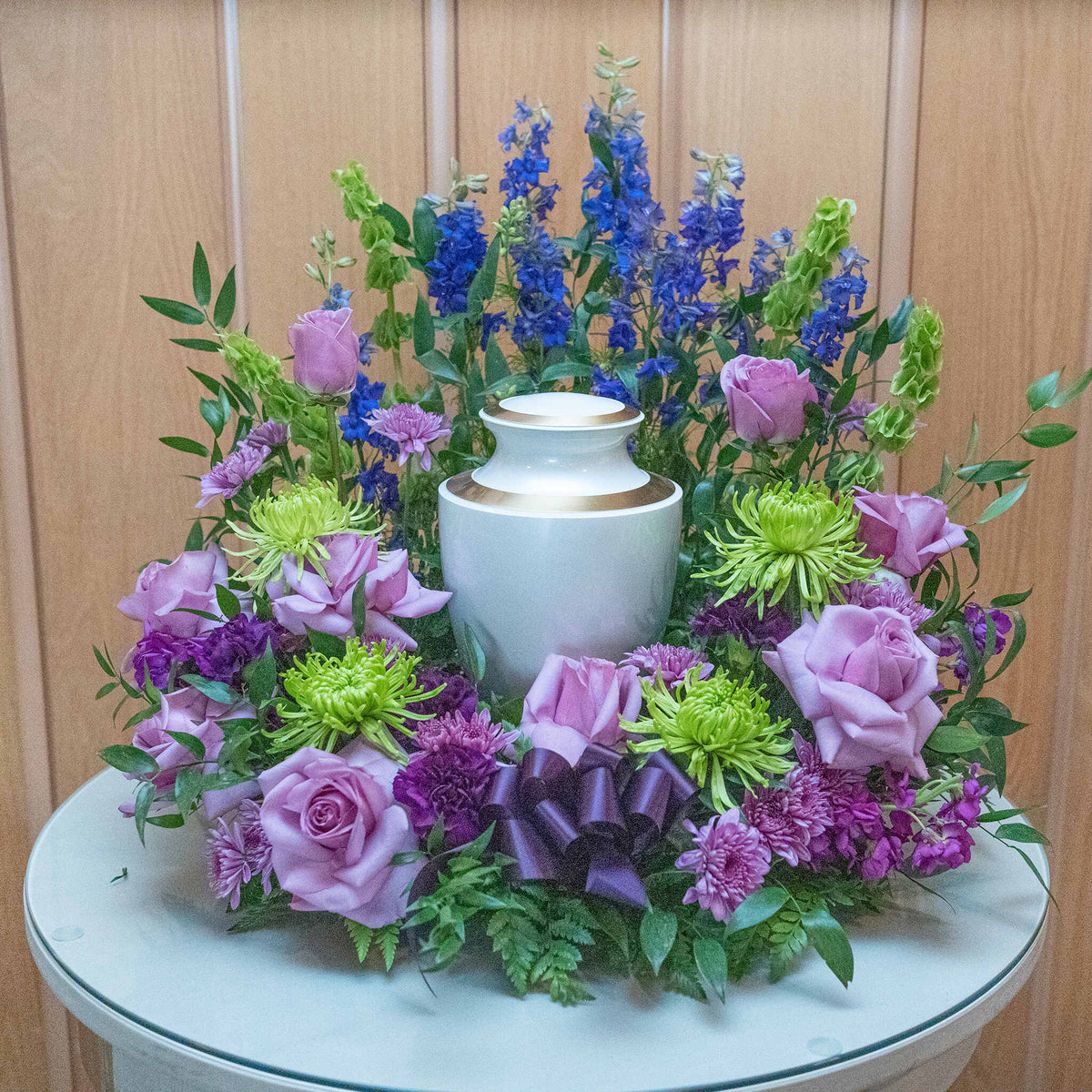 Lavender Urn Wreath | Elegant Floral Arrangement for Memorials