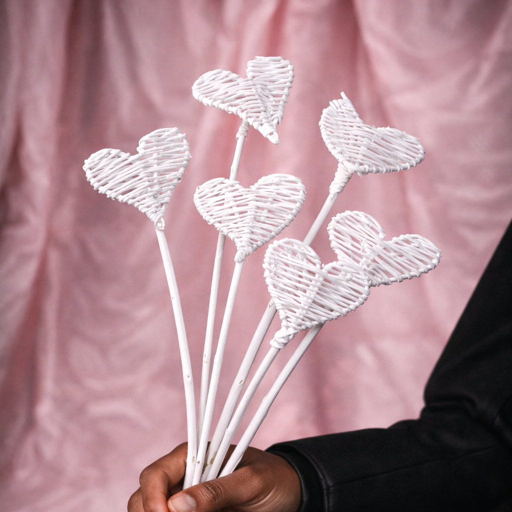 Blush Raffia Heart Stem
